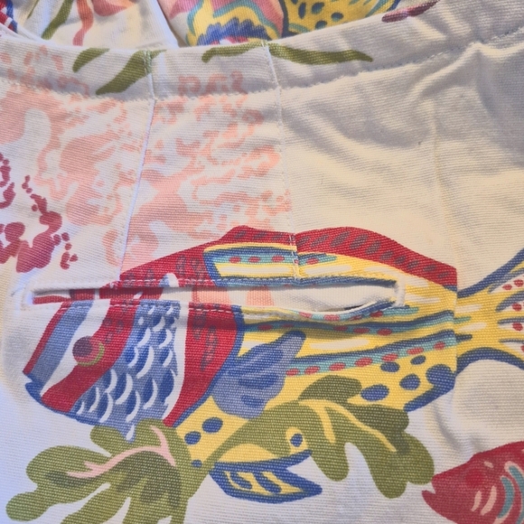 Talbots Petites women's size 16W fish & coral design wide leg pants, twill NWT - Picture 6 of 11